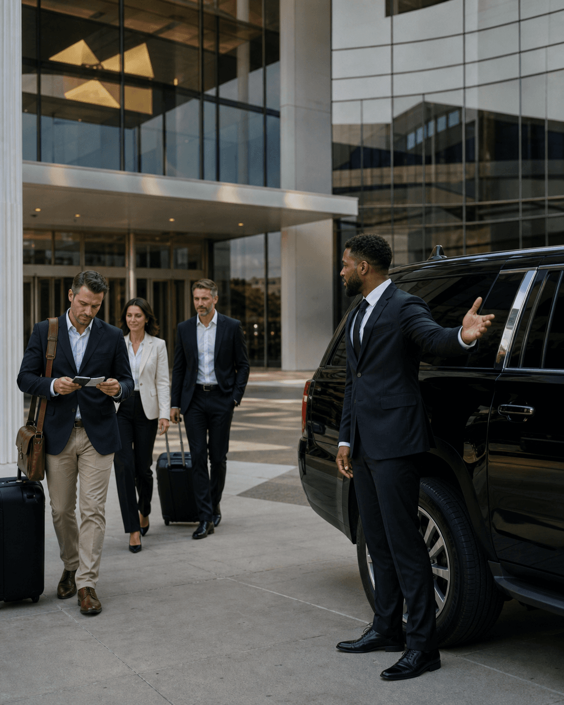 Dominion chauffeur coordinating a conference arrival