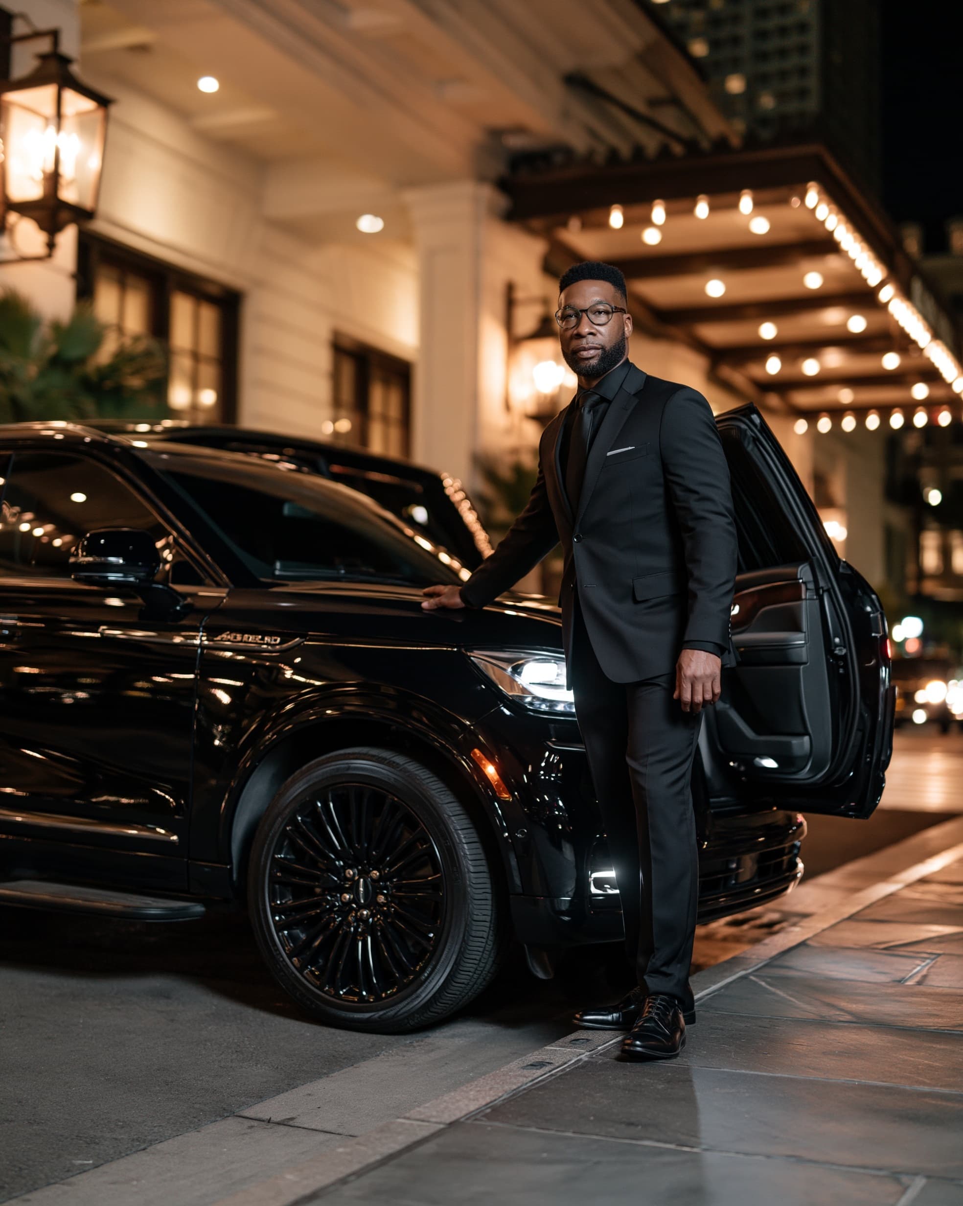 Dominion chauffeur preparing a black SUV